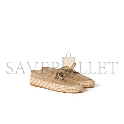 MIU MIU SUEDE AND RAFFIA BOAT SHOES 5D378E